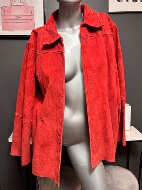 Cleo Red Genuine Suede Leather Jacket